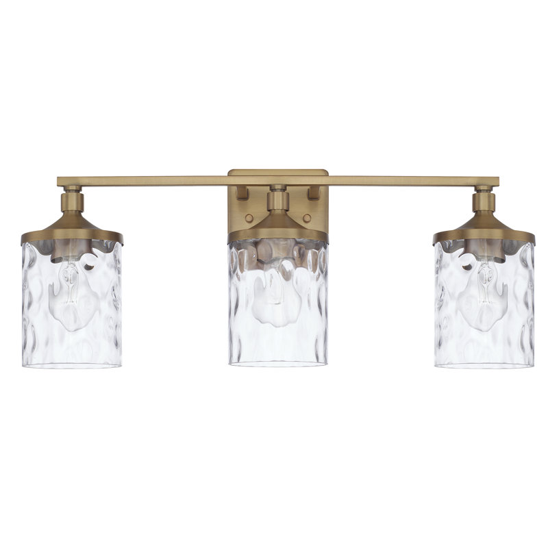 Éclairage pour meuble-lavabo à 3 lumières Baldwin, Laiton vieilli, Trois lumières