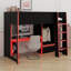 Lit mezzanine avec bureau intégré, garde-robe et lumières DEL, poste de travail peu encombrant, tiroir de rangement-2059202391