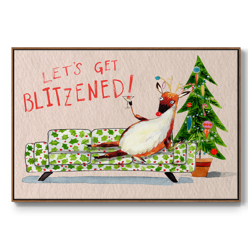 «Get Blitzened II», reproduction encadrée sur toile, H 27 po x l 41 po x P 2 po, Noyer