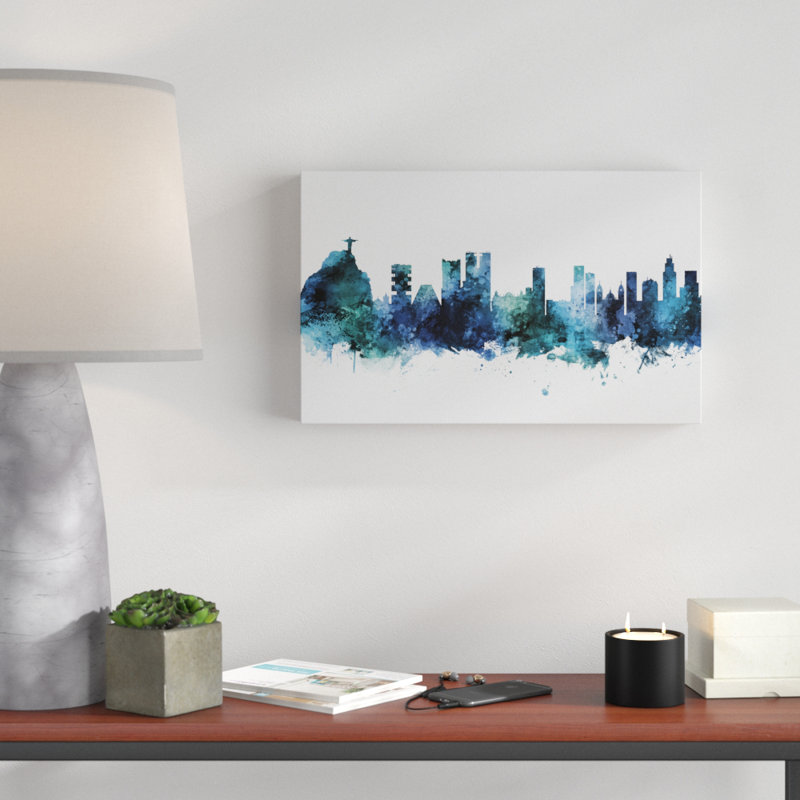 « rio de janeiro », bleu brésil, impression sur toile tendue, H 16 po x l 24 po x P 2 po