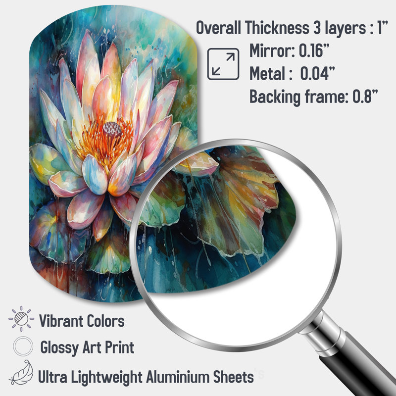 Navarrette - Art mural asymétrique en métal Lotus, H 43 po x l 23 po