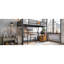 Lit mezzanine simple en métal noir TG avec bureau d'étude et tiroirs de rangement en tissu, zone de sommeil silencieuse, installation de réduction du bruit-130156070