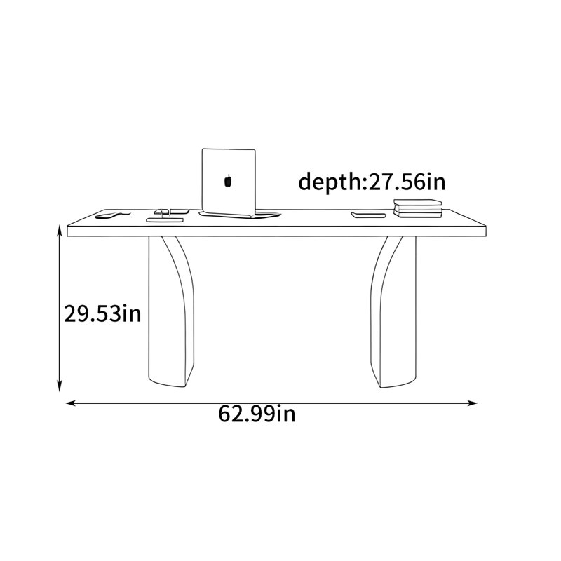 Bureau à domicile de style italien, H 29,53 po x l 62,99 po x P 27,56 po