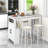  47'' Long Counter Height Table Bar Table Faux Marble Pub Table W/ Cabinet