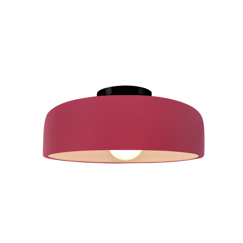 Plafonnier semi-encastré en céramique Dottie, Cerise, Noir mat, H 6 po x l 10 po x P 10 po