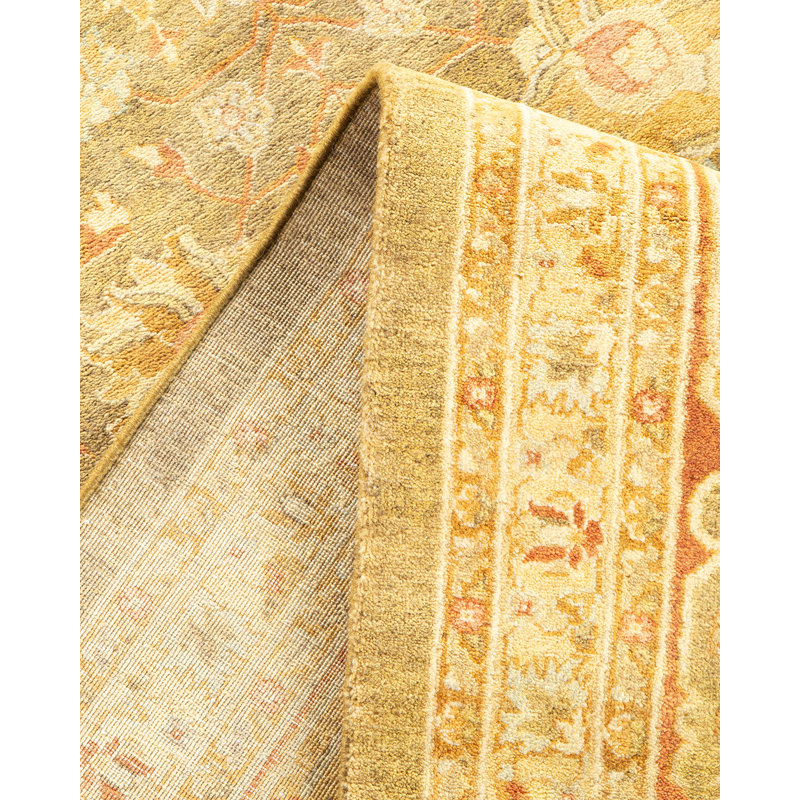 Ohlone One-of-a-Kind Hand-Knotted New Age 8'4" x 10'4" Wool Area Rug in Yellow/Green
