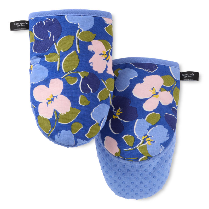 ensemble de 2 mini-gants de cuisine kate spade new york painterly bouquet, bleu / vert / rose, 5,5 po x 8 po, Rose/vert/bleu