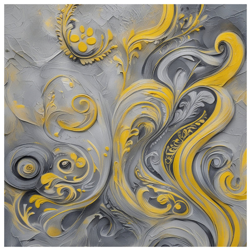 Rideaux à rideaux ornementaux jaunes et gris à motif de tourbillons - 1 panneau, 50 po x 92 po - 1 panneau, Blockout