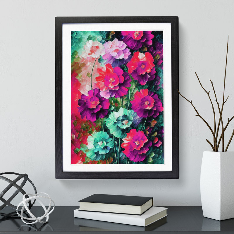 Bunch Of Flowers No.4 - Single Picture Frame Print, 64cm H x 46cm W x 2cm D, Black