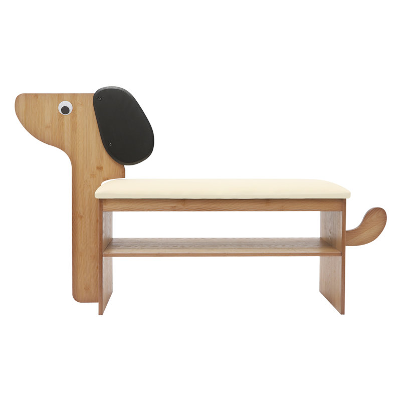Banc de rangement en bambou 2 niveaux, Beige