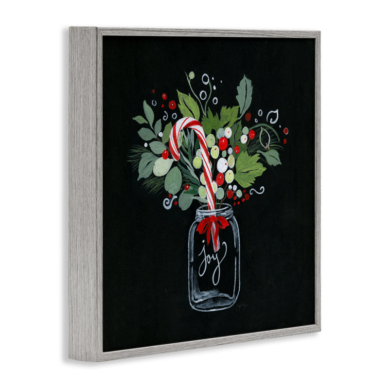 Joy Joy Cane Jar, art de la giclée encadrée par Janet Tava, Estampe numérique Farmhouse, H 12 po x l 12 po