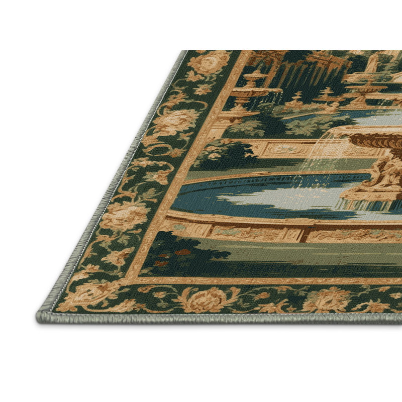 Tapis vert français lavable à la machine, Rectangle 5 pi x 7 pi