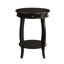 Table de bout en bois noir avec tiroir et tablette, plateau rond pour présenter une forme pratique