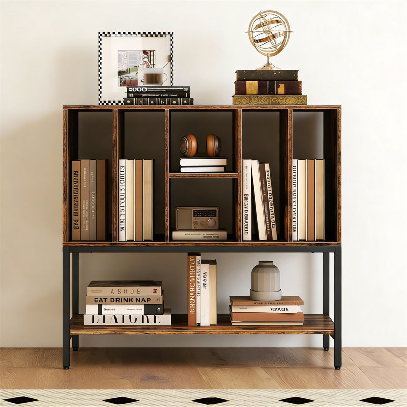 Record Player Stand With Charging Station, Turntable Stand End Sofa Side Table With Open Shelves, Metal Frame Albums Vinyl Record Storage Cabinet Holder For Living Room Bedroom