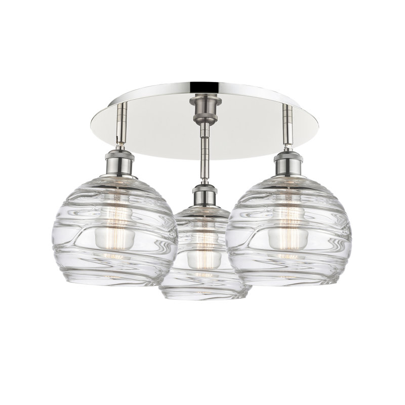 Essex Glass Flush Mount, Polished Nickel, 10.88" H x 19.75" W x 19.75" D