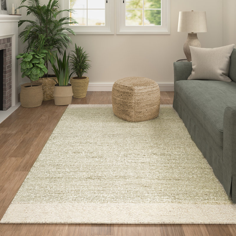 Cazares Contemporary Striped Wool Blend Hand-Woven Area Rug, 5'9" x 8'9"