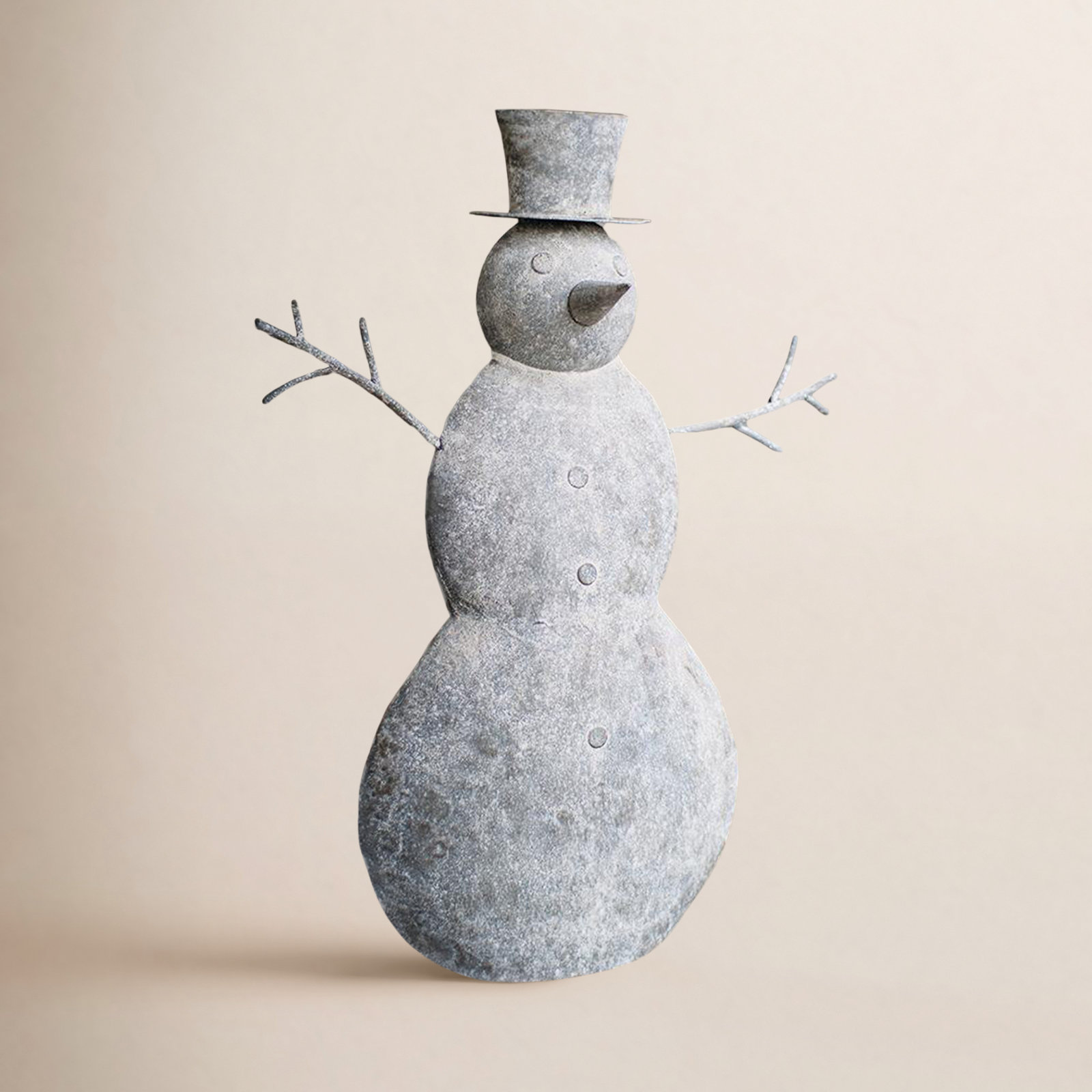 Rustic Metal Snowman Figurine