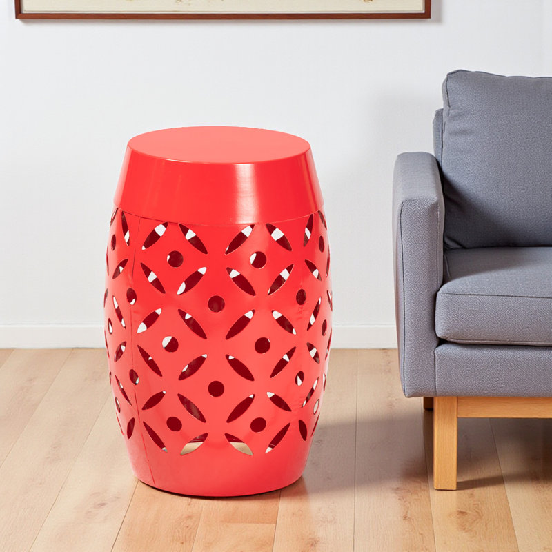Winter Metal Outdoor Side Table, Red, 18.09" H x 11.82" W x 11.95" D