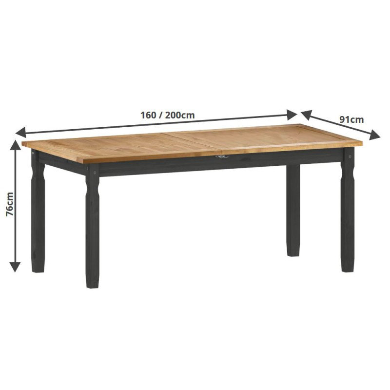 Corona Extendable Pine Solid Wood Dining Table, Grey