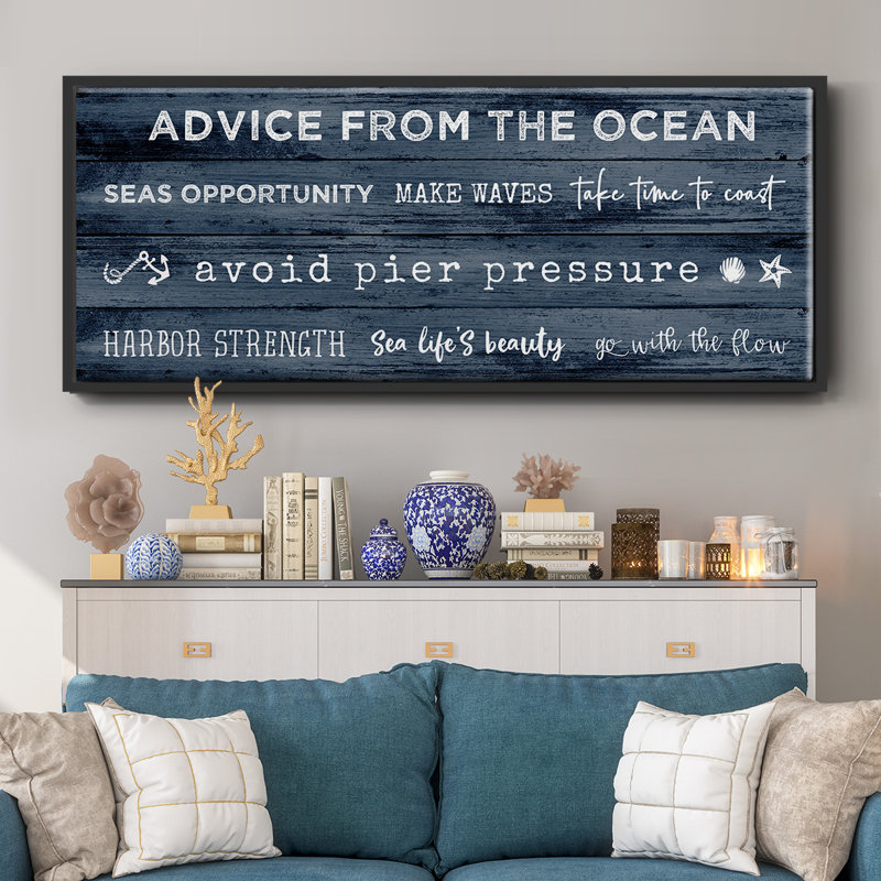 Bleu marine, toile encadrée, H 20 po x l 50 po
