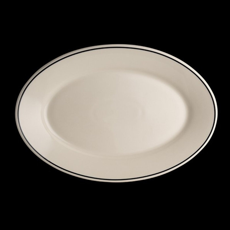 Plateau ovale à bords roulés, ligne noire, H 11,38 po x L 15,63 po x l 11,40 po