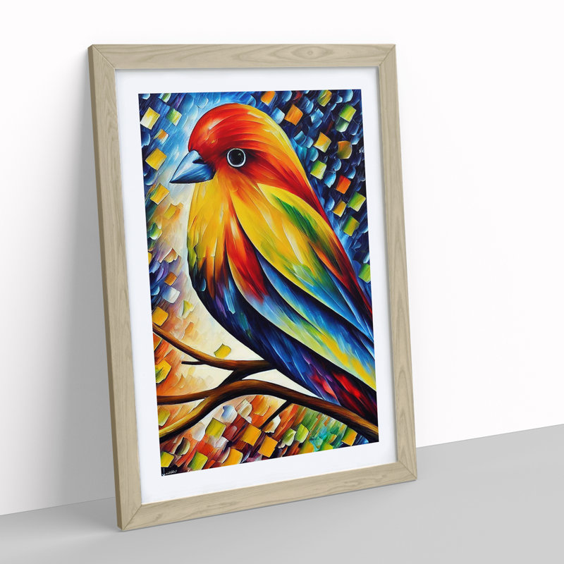 Lone Bird No.1 - Framed Print, 34cm H x 25cm W x 2cm D, Oak