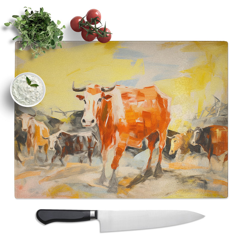 Cow Gestural  Glass Chopping Board