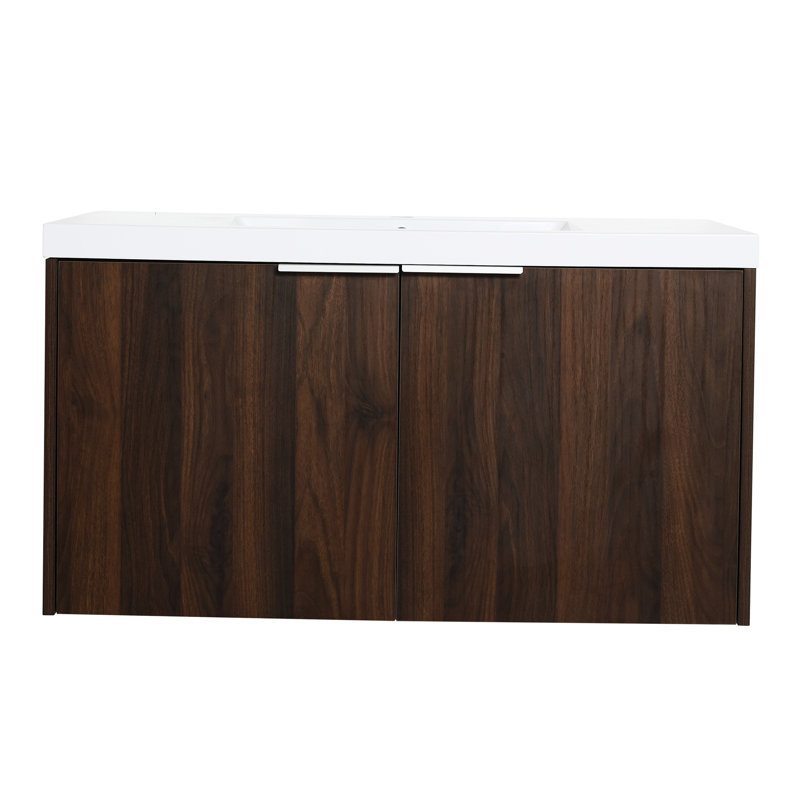 Meuble-lavabo moderne de 36 po, lavabo inclus, porte à fermeture douce, conception à 2 portes, noyer, rangement généreux de 36 po avec lavabo, 2 portes, amplement pour les visites fréquentes