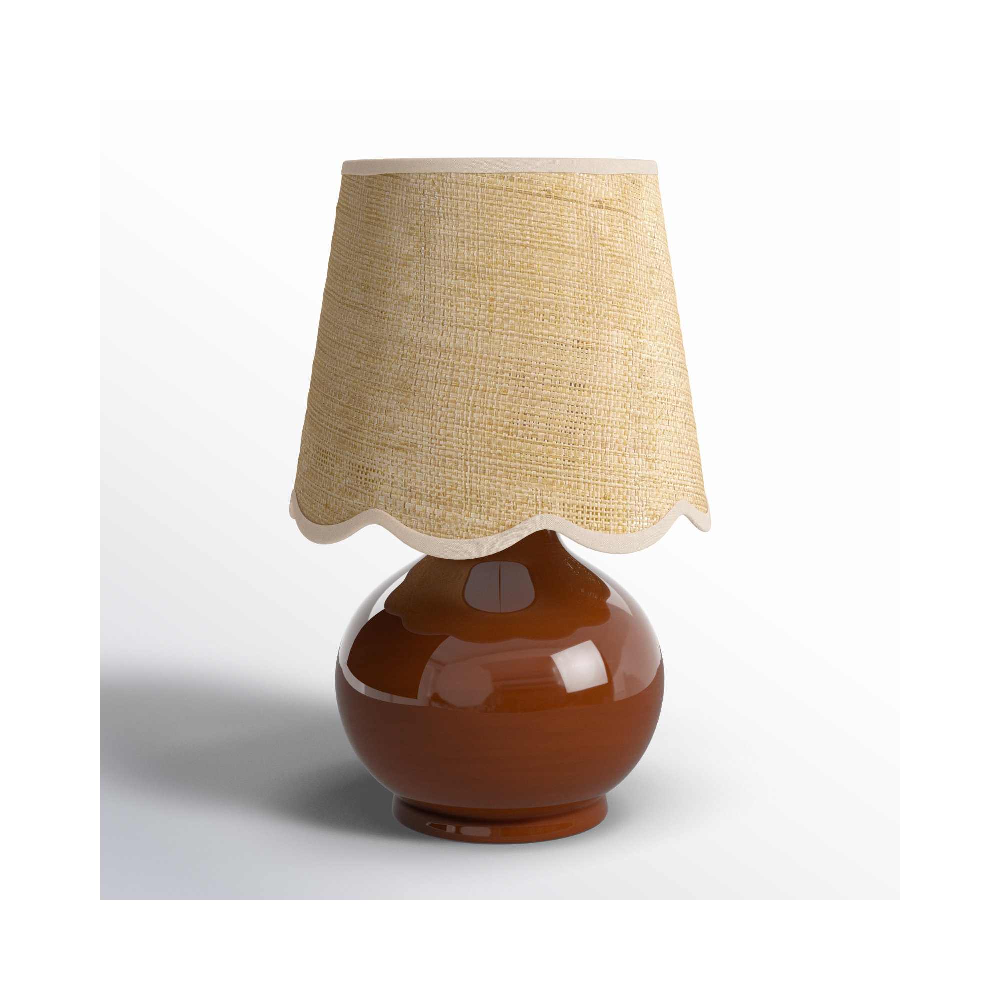 Momsen Scallop Shade Lamp, Natural, 13"" H x 8"" W x 8"" D, Brown