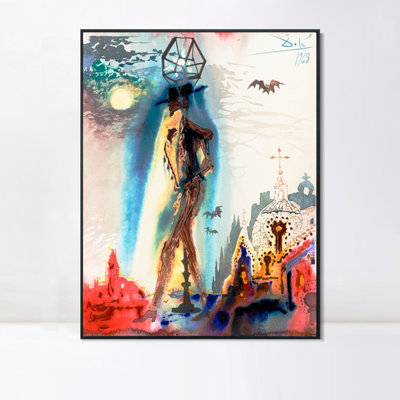 Framed Canvas Giclee Print Don Jose by Salvador Dali Wall Art for Living Room Home Office Decorations(Black Slim Frame,24"x32")