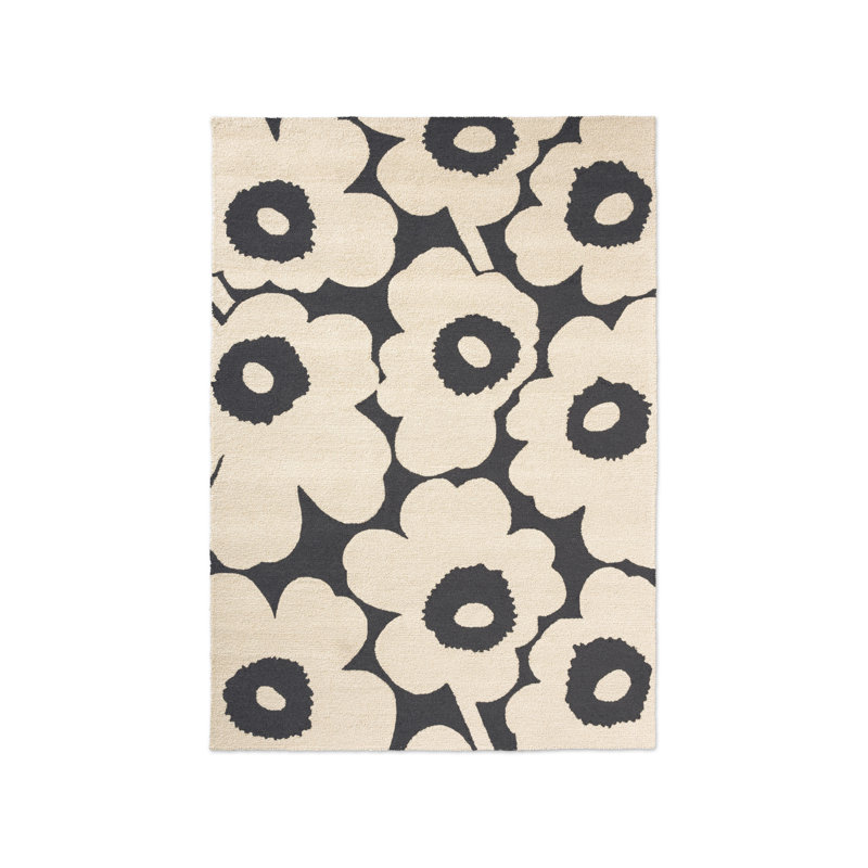 Unikko Honey | 132406, White/Charchoal, Rectangle 5'7" x 7'10"