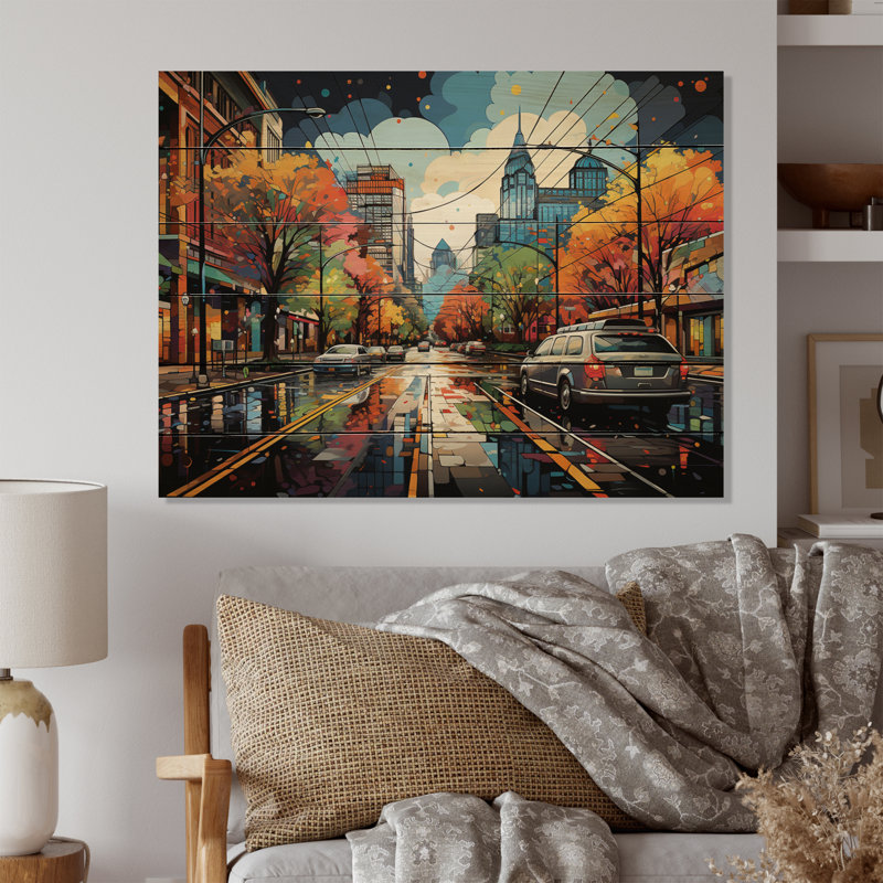 City Nashville Popart II sur bois, H 24 po x l 32 po x P 0,78 po