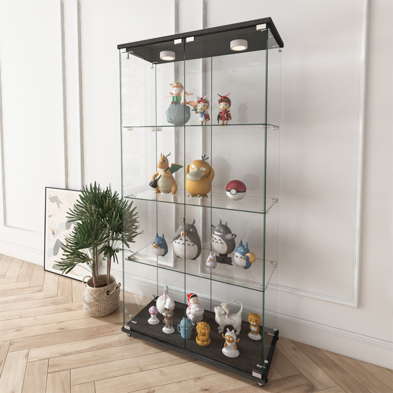 Vitrine moderne en verre avec lumières DEL, Noir