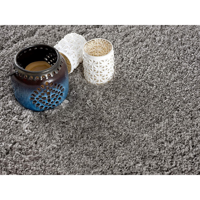 Tapis gris moderne à poils longs