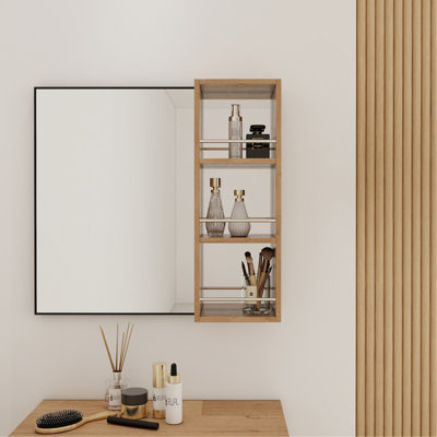 10'' Wall Mounted Mirror Cabinet,Bathroom Mirror Cabinet with Storage without door,Plywood(MC250GIMO)(Mirror Cabinet Only, Without Black Aluminum Frame Mirror )