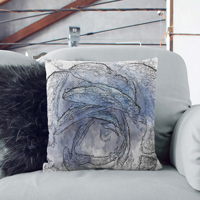 Abstract Square Cushion, 40cm H x 40cm W x 15cm D, White