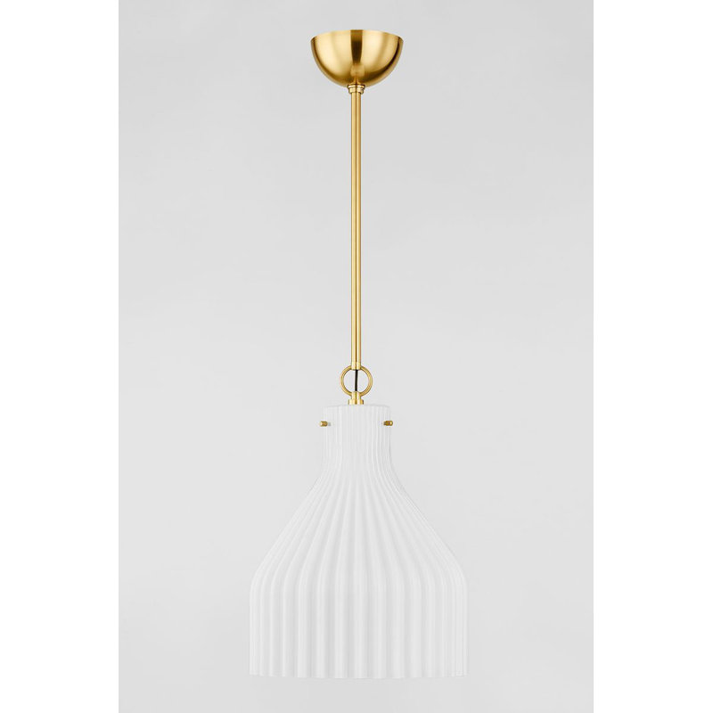 Luminaire suspendu simple 1 lumière Corinthia, H 19,50 po x l 19,50 po x P 14 po, Laiton antique