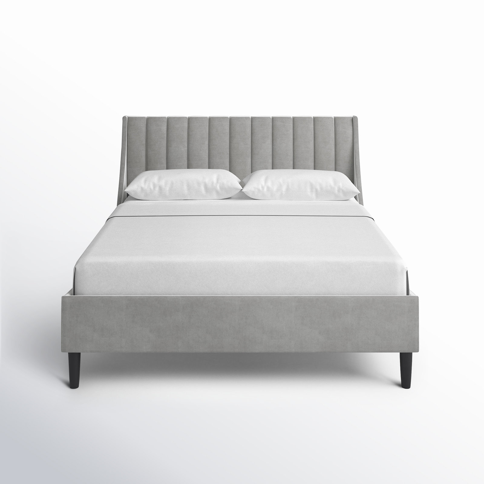 Helaina Upholstered Wingback Bed, Opal Gray Velvet, Queen