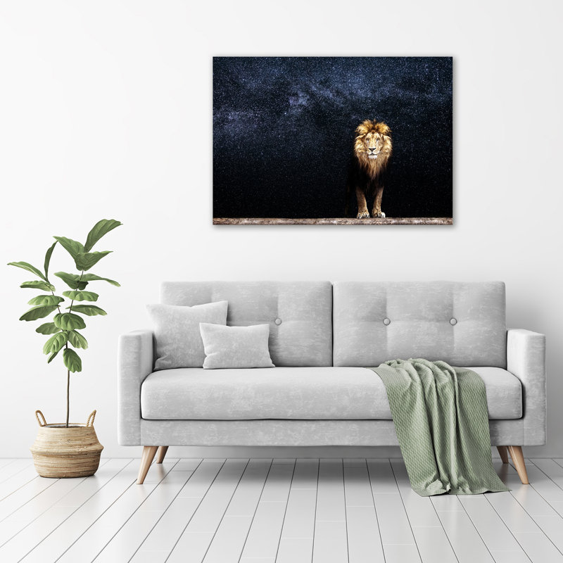 A Lion On The Background Of Stars - Wrapped Canvas Print