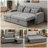 Upholstered Sleeper Sofa with Pull-Out Bed & Chaise Lounge - Wide Storage Arms & Side Pockets for Living Room, Bedroom, or Home Office-889411534