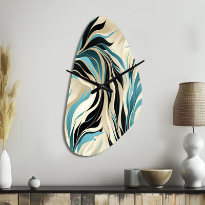 Teal And Cream Natures Whispers - Fall Shape Large Teal Wall Clock - Unique Shape