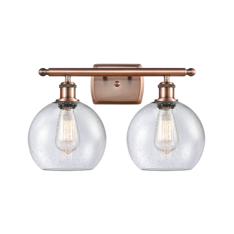 Baptista 2 - Light Dimmable Vanity Light, Clear, 6 Watt Vinage LED Bulb, Antique Copper