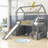 Twin Size House Loft Bed with Storage Staircase and Slide-801579626