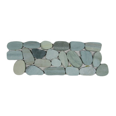 CNK Danube Natural Stone Listello Mosaic Tile Pebble Design Water-Resistant Glazed - 4'' x 12''