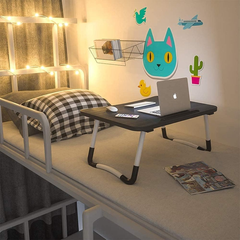 Table d'ordinateur portable avec plateau et pieds pliables pour canapé, Noir