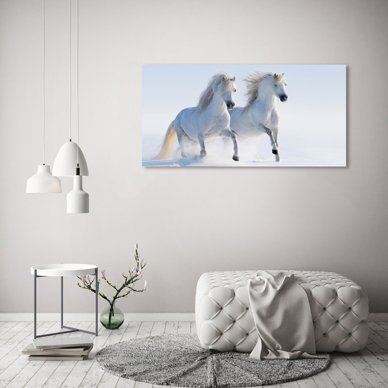 Two Horses in the Snow 1 Piece Wrapped Canvas Wall Art