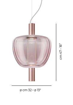 Riflesso Suspension 2L3 Crystal Transparent Matt Copper 2 L3221 Ul, Light Amethyst Transparent, Matte Copper, 3000 Kelvins