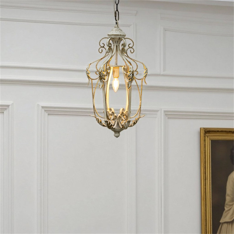 Lustre suspendu rustique avec motif de feuilles rétro et orné, idéal pour l'éclairage de la maison