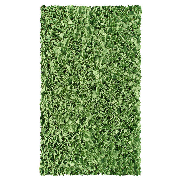 Coton tissé à la main vert clair Tapis décoratif, Rectangle 2 pi 8 po x 4 pi 8 po