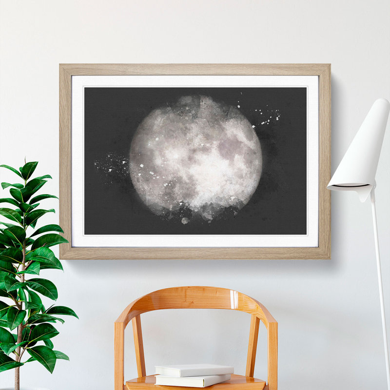 A Full Moon - Picture Frame Graphic Art Print, 62cm H x 87cm W x 2cm D, Oak Framed
